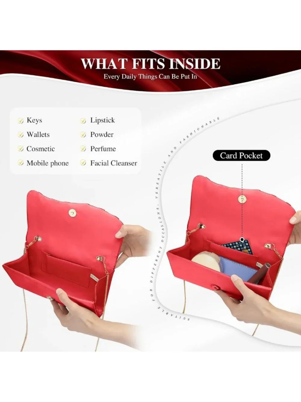 Elegant Pleated Satin Evening Clutch Purse for Women - Perfect for Prom
